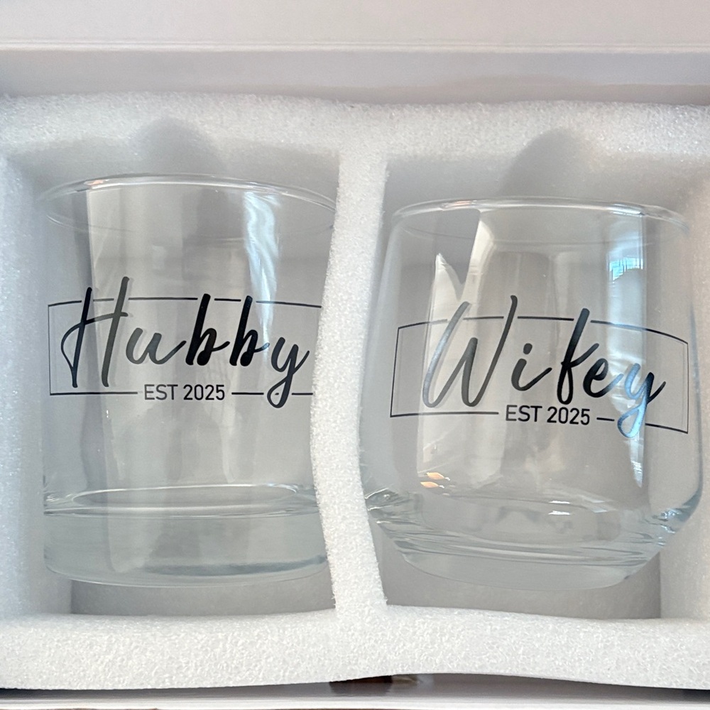 Hubby and Wifey Crystal Glass Set